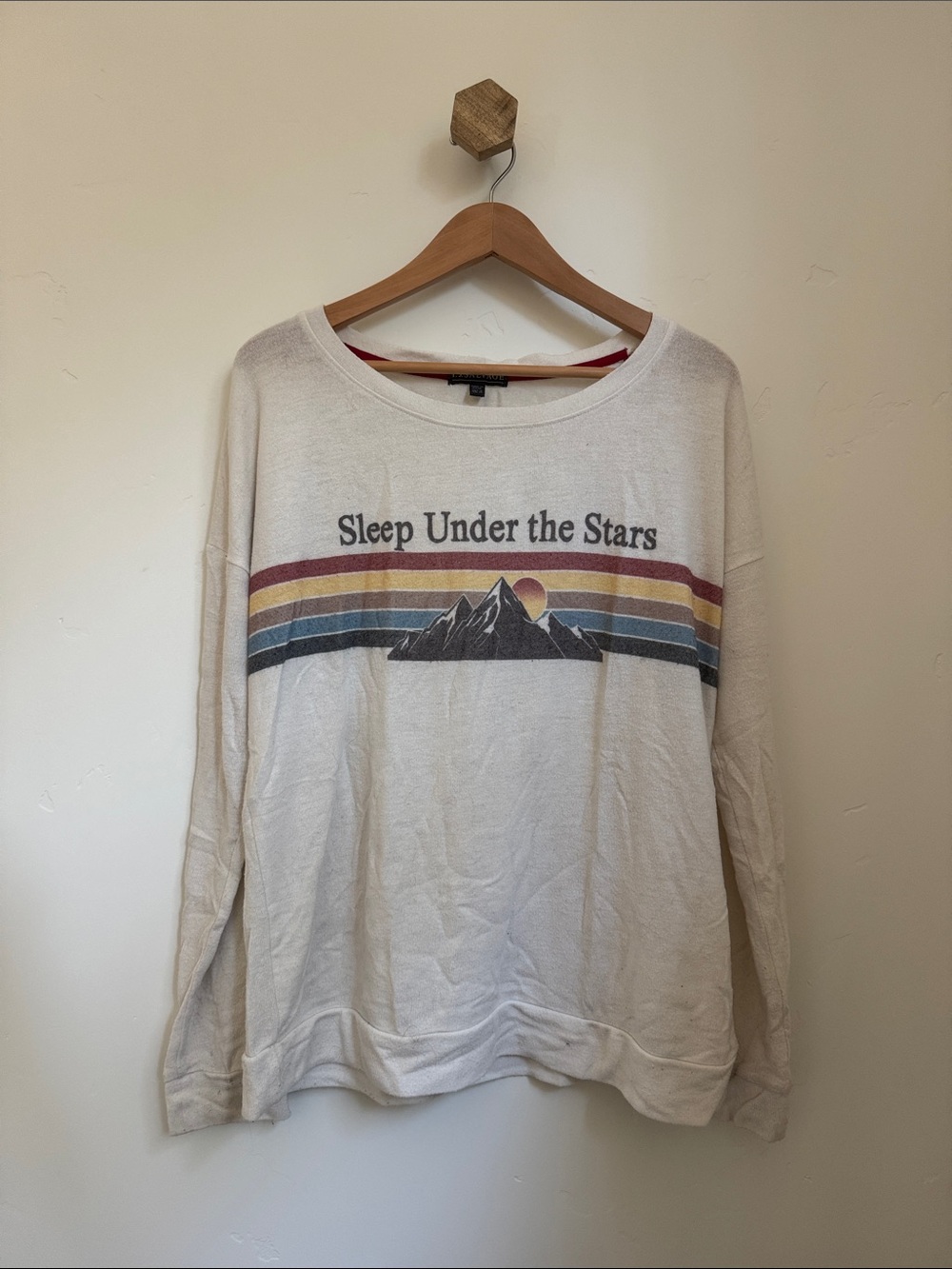 'Sleep Under the Stars' Long-Sleeve Top - Cream with Retro Stripes